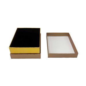 Poklon kutija za nakit 9×7×3 cm – Zlatno-smeđa sa zlatnom crtom