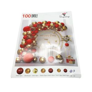 Set balona 100 kom – zlatno crveni baloni za girlande i dekoracije (Happy Day)