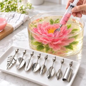 Set za 3D želatin cvjetove (Jelly art) – 10 inox igala i šprica 20 ml