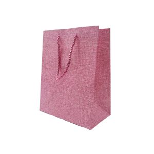 Ukrasna poklon vrećica 18 × 23 × 10 cm – Roza lanena tekstura
