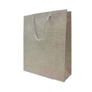 Ukrasna poklon vrećica 26 × 32 × 10 cm – Siva lanena tekstura