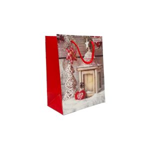 Ukrasna poklon vrećica Božićna lanterna 23x18x10 cm mala