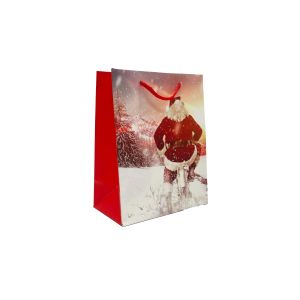Ukrasna poklon vrećica Djed Božićnjak na motoru 23x18x10 cm (mala)