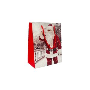 Ukrasna poklon vrećica Djed Božićnjak na snijegu 23x18x10 cm (mala)