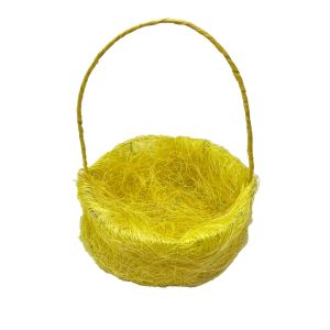 Uskrsna košarica s ručkom 17 × 8,5 cm – žuta dekorativna košarica od prirodnih vlakana