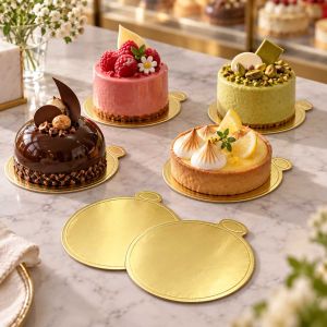 Zlatna okrugla papirnata podloga za mini torte i slastice 9 cm, pakiranje 100 komada